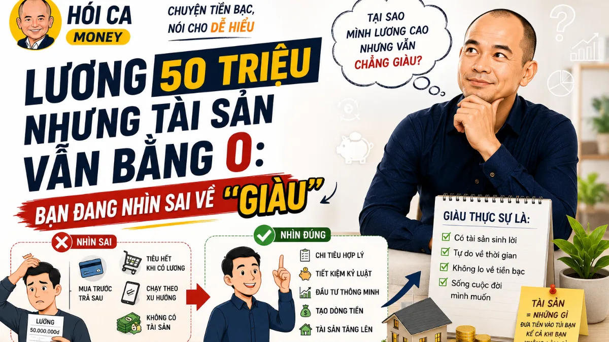 Lương 50 triệu nhưng tài sản vẫn bằng 0: Bạn đang nhìn sai về “giàu”