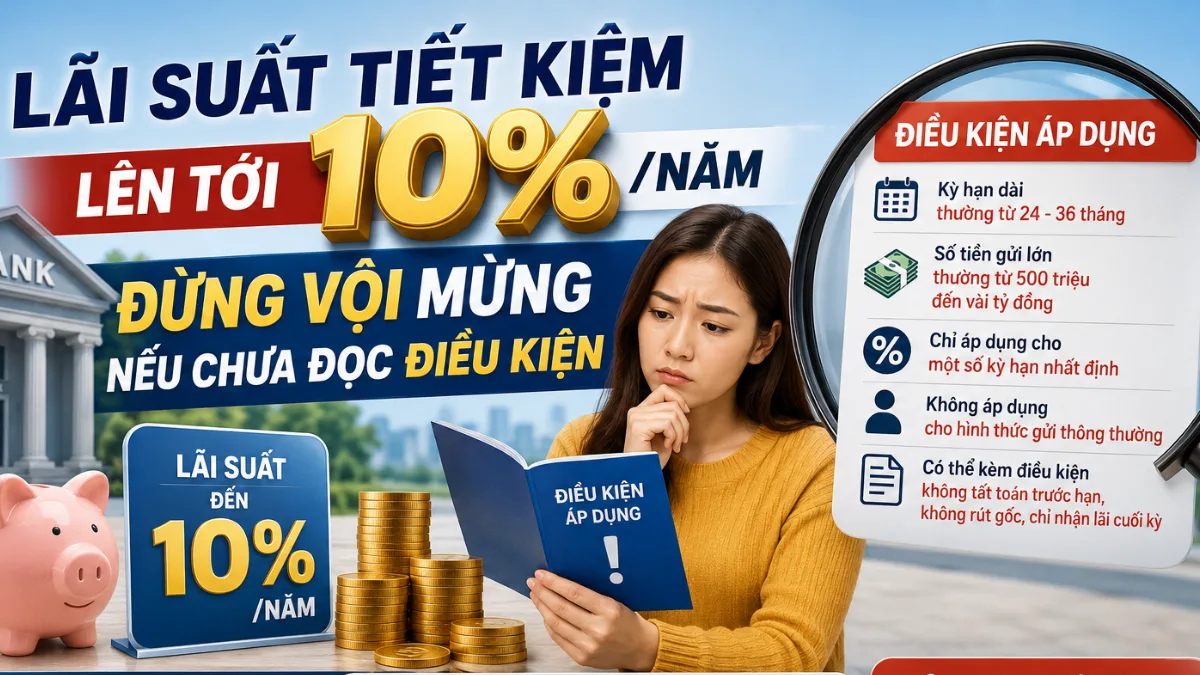 Lãi suất tiết kiệm lên tới 10%/năm: Đừng vội mừng nếu chưa đọc điều kiện