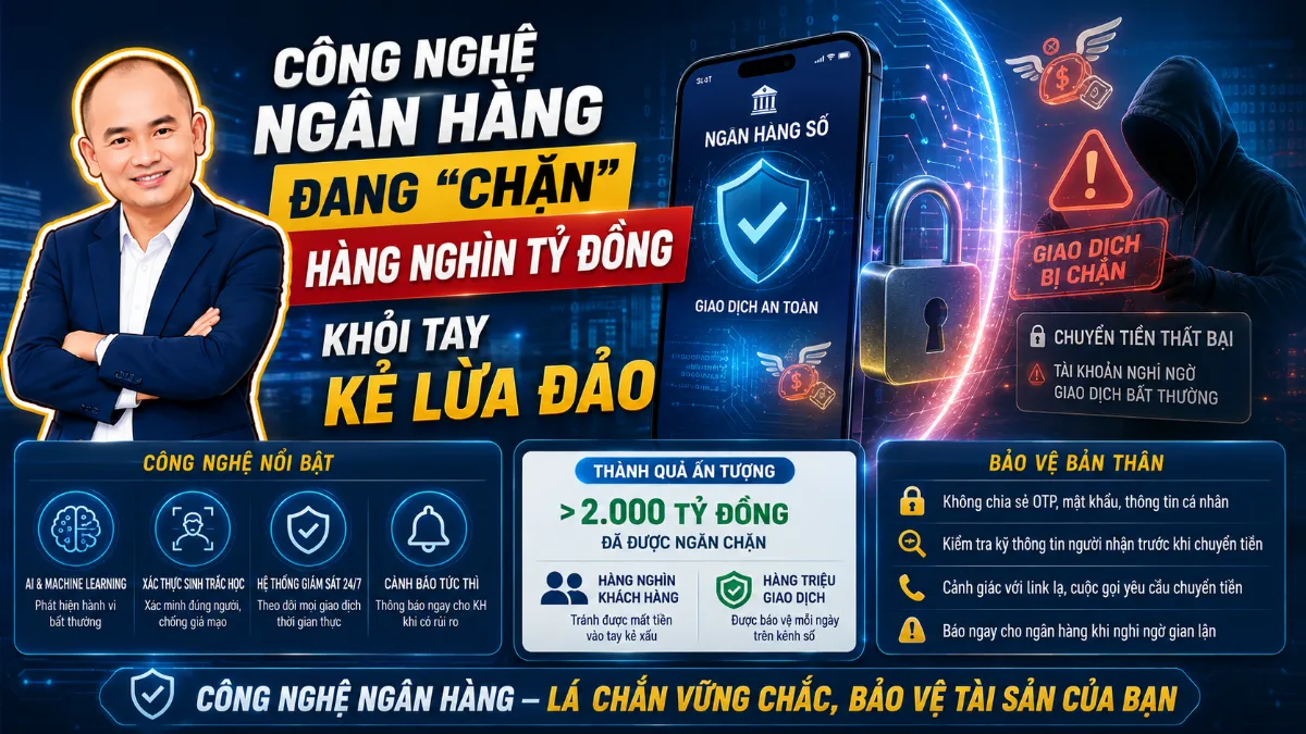 Công nghệ ngân hàng đang “chặn” hàng nghìn tỷ đồng khỏi tay kẻ lừa đảo